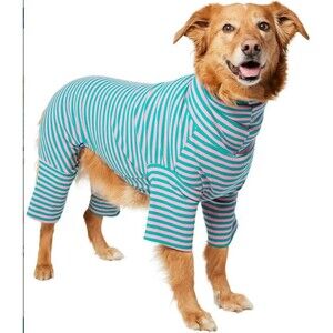 NWT Frisco Convertible Funnel Neck Dog Playsuit Pajamas Teal Pink Striped XXXL